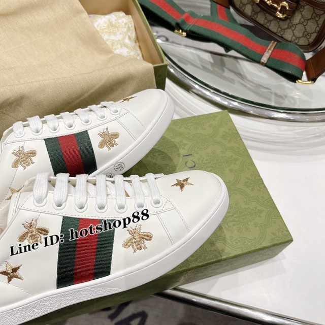 gucci頂級原版低幫鞋 古馳萬年經典情侶款小白鞋 男女款休閒板鞋 dx2782